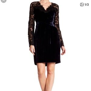 Elie Tahari Black Lace Long Sleeve Dress